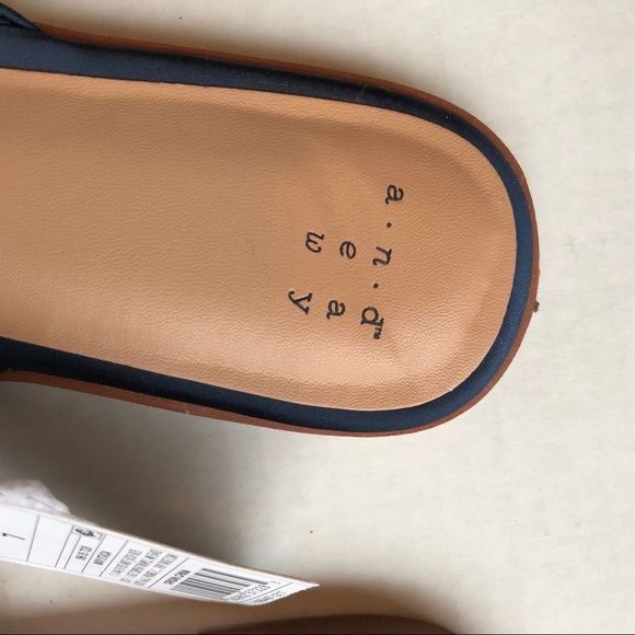 Stacia navy knotted satin slider mule sandals - Picture 6 of 7